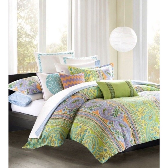 ECHO Other - Echo Design Calypso Queen Duvet Cover Multi Color Paisley Reversible Cotton Boho